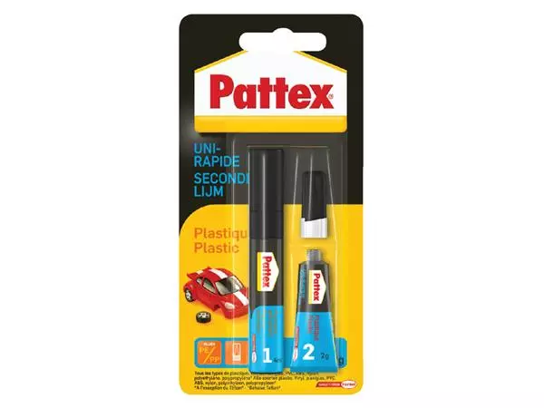 Een Secondelijm Pattex all plastic tube 3gram op blister koop je bij Van Leeuwen Boeken- en kantoorartikelen