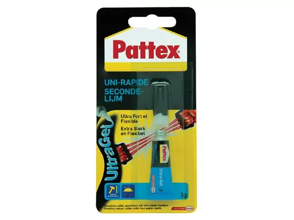 Een Secondelijm Pattex ultra gel tube 3gram op blister koop je bij Van Leeuwen Boeken- en kantoorartikelen