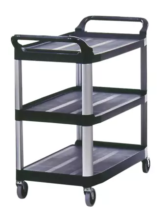 Serveerwagen Rubbermaid Xtra met 3 plateaus zwart