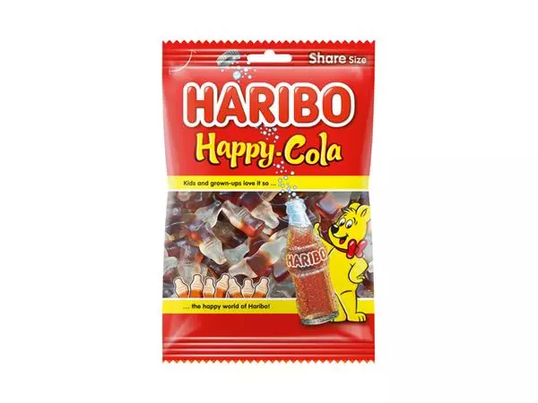 Een Snoep Haribo Happy Cola zak 250gr koop je bij MV Kantoortechniek B.V.