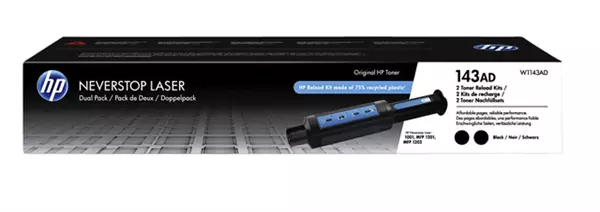 Een Cartouche toner HP 143A recharge W1143AD noir 2x koop je bij Van Hoye Kantoor BV