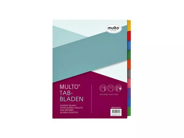 Een Tabbladen Multo A4 23-gaats 10-delig wit karton 220gr koop je bij EconOffice