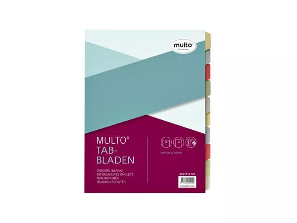 Een Tabbladen Multo A4 23R 10-delig karton assorti koop je bij Van Leeuwen Boeken- en kantoorartikelen