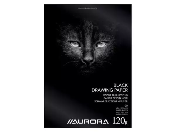 Tekenblok Aurora A4 20 vel 120 gram zwart tekenpapier