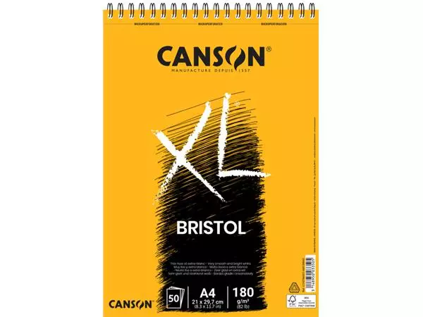 Tekenblok Canson XL Bristol A4 50v 180gr