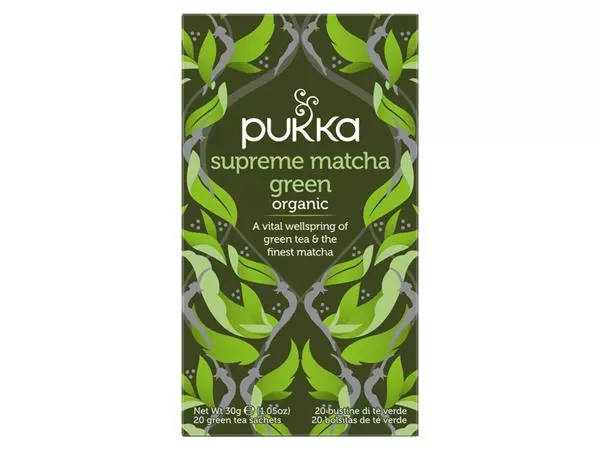 Een Thee Pukka supreme matcha green tea 20 zakjes koop je bij MV Kantoortechniek B.V.