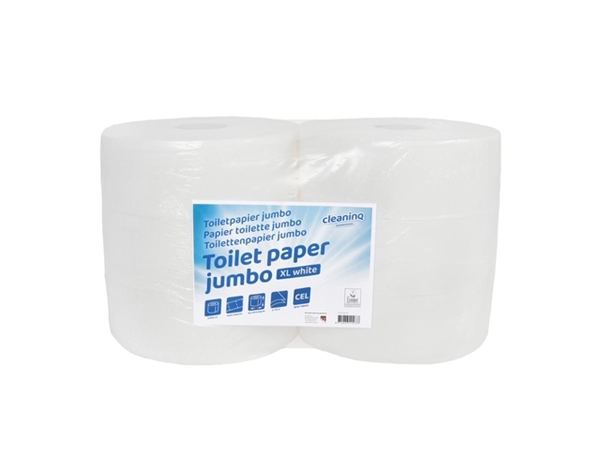 Een Toiletpapier Cleaninq maxi jumbo 2 laags 350m wit koop je bij Klik Office BV