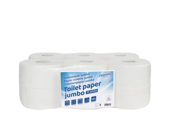 Een Toiletpapier Cleaninq mini jumbo 2 laags 150m wit koop je bij Unimark Office B.V.