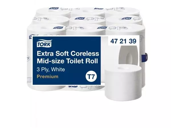 Een Toiletpapier Tork Mid-size T7 premium 3-laags 550vel wit 472139 koop je bij L&N Partners voor Partners B.V.