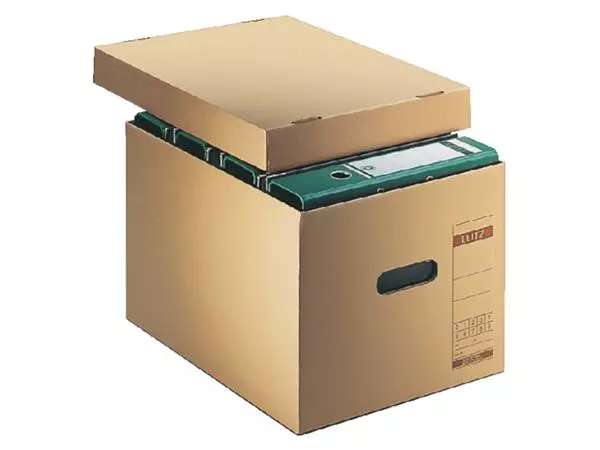 Een Archief- en transportdoos met deksel Leitz Premium 335x280x440mm natuurbruin koop je bij Kantoorvakhandel van der Heijde