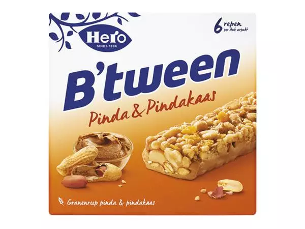 Een Tussendoortje Hero B'tween pinda&pindakaas 6pack reep 25gr koop je bij Van Leeuwen Boeken- en kantoorartikelen