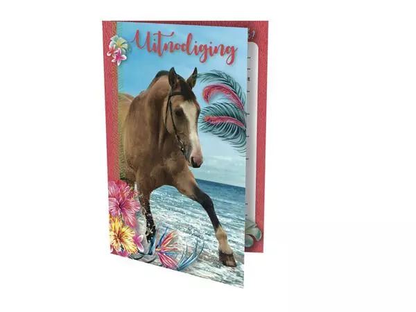 Een Uinodiging paarden 17.5x12.2cm koop je bij Van Leeuwen Boeken- en kantoorartikelen