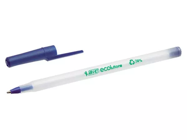 Een Balpen Bic ecolutions round stic medium blauw koop je bij Totaal Kantoor Goeree