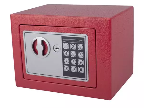 Een Kluis Pavo mini elektronisch 230x170x170mm rood koop je bij Buro De Peuter