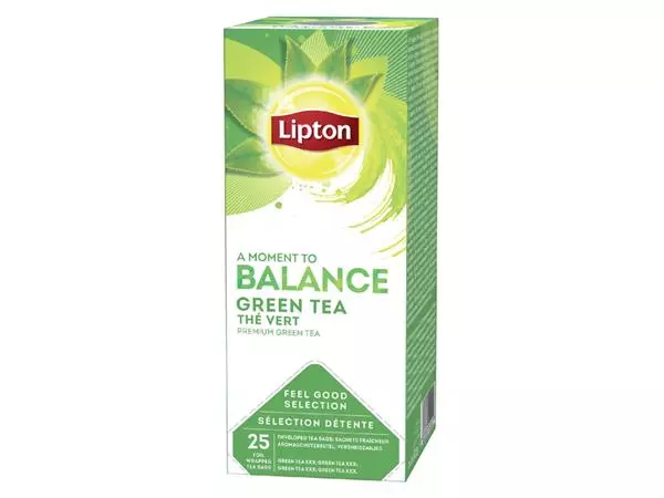 Een Thee Lipton Balance green tea 25x1.5gr koop je bij MV Kantoortechniek B.V.
