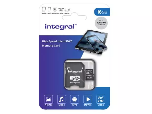 Een Geheugenkaart Integral microSDHC V10 16GB koop je bij Buro De Peuter