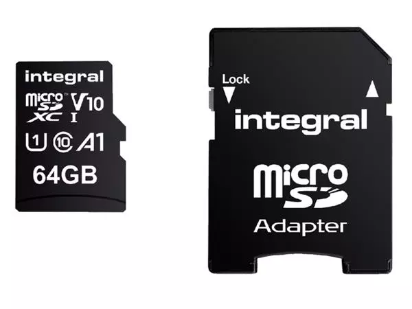 Een Geheugenkaart Integral microSDXC V10 64GB koop je bij QuickOffice BV