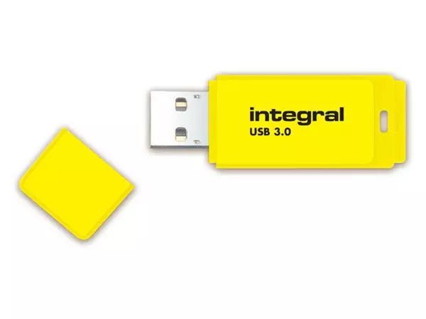 Een USB-stick 3.0 Integral 64GB neon geel koop je bij KantoorProfi België BV