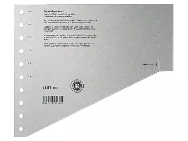 Een Scheidingsbladen Leitz A4 karton 200gr 11-gaats grijs koop je bij L&N Partners voor Partners B.V.