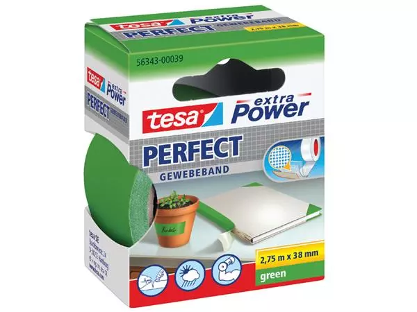 Een TEXTIELTAPE TESA PERFECT 2.75MX38MM GROEN koop je bij Kantoorvakhandel van der Heijde