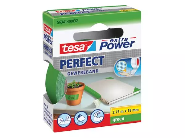 Een Textieltape tesa® extra Power Perfect 2.75mx19mm groen koop je bij NiceSupplies.nl