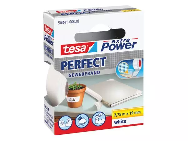 Een Textieltape tesa® extra Power Perfect 2.75mx19mm wit koop je bij Buro De Peuter