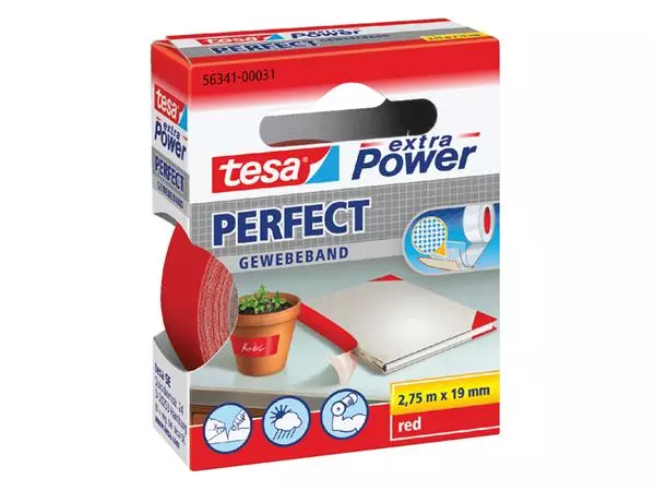 Een Textieltape tesa® extra Power Perfect 2.75mx19mm rood koop je bij NiceSupplies.nl