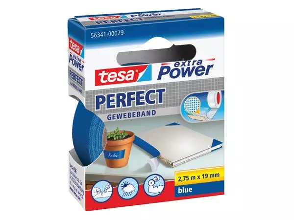 Een TEXTIELTAPE TESA PERFECT 2.75MX19MM BLAUW koop je bij Kantoorvakhandel van der Heijde