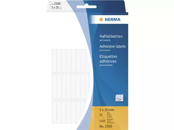 Een Etiket HERMA 2300 5x35mm wit 1920 stuks koop je bij Omnia 4 Office