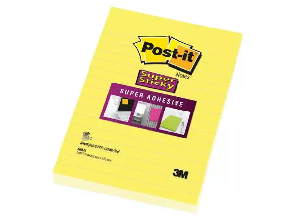 Een Memoblok 3M Post-it 660 Super Sticky 102x152 geel met lijn koop je bij Van Leeuwen Boeken- en kantoorartikelen