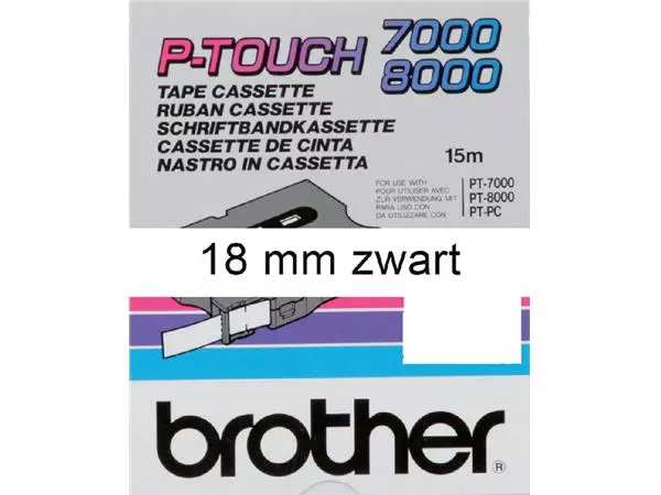 Labeltape Brother P-touch TX-241 18mm zwart op wit