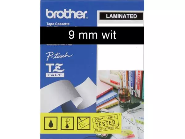 Een Labeltape Brother P-touch TZE-325 9mm wit op zwart koop je bij Van Hoye Kantoor BV
