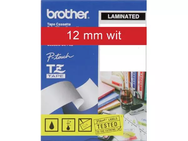 Buy your Labeltape Brother P-touch TZE-435 12mm wit op rood at QuickOffice BV