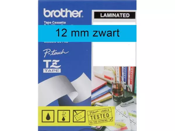 Een Labeltape Brother P-touch TZE-531 12mm zwart op blauw koop je bij Van Leeuwen Boeken- en kantoorartikelen
