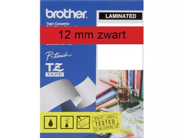 Een Labeltape Brother P-touch TZE-431 12mm zwart op rood koop je bij Van Leeuwen Boeken- en kantoorartikelen