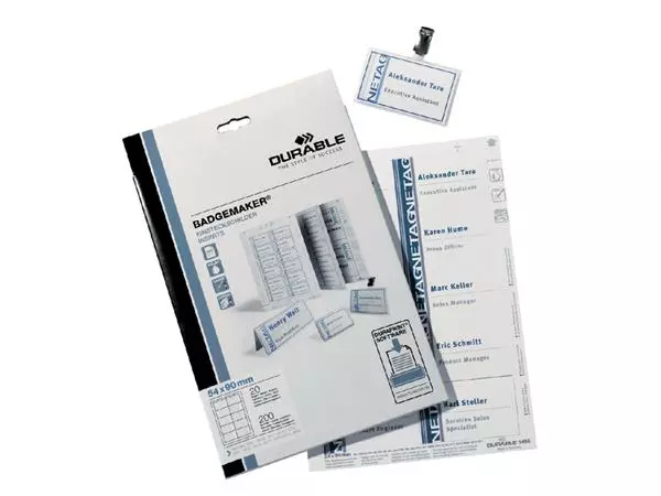 Een Badgekaart Durable 1453 bedrukbaar 40x75mm 240stuks koop je bij EconOffice