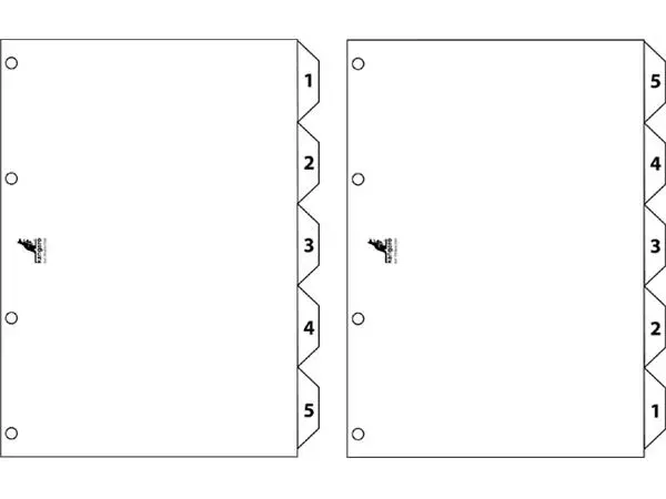 Een Tabbladen Kangaro 4-gaats PK405C 1-5 genummerd wit karton koop je bij NiceSupplies.nl