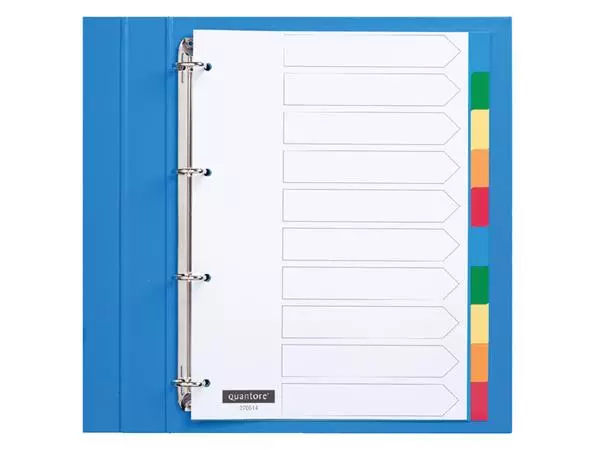 Een Tabbladen Quantore 4-gaats 10-delig assorti tabs PP koop je bij Totaal Kantoor Goeree