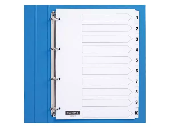 Een Tabbladen Quantore 4-gaats 1-10 genummerd wit karton koop je bij Van Hoye Kantoor BV