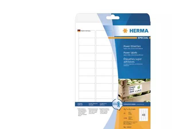 Een Etiket HERMA Power 10902 45.7x21.2mm wit 1200stuks koop je bij Unimark Office B.V.