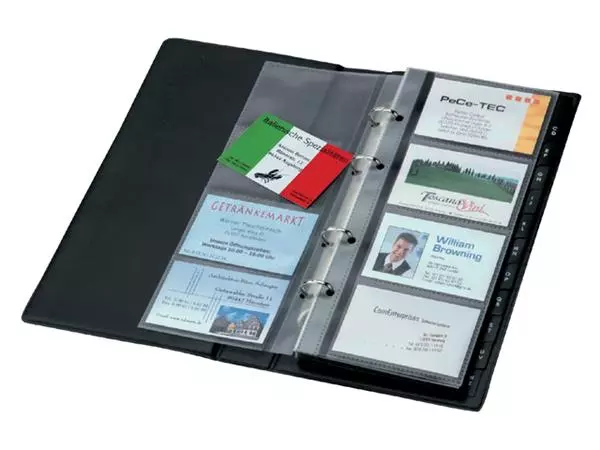 Een Visitekaartringband Sigel VZ300 voor 200 kaarten 90x58mm kunststof zwart koop je bij L&N Partners voor Partners B.V.
