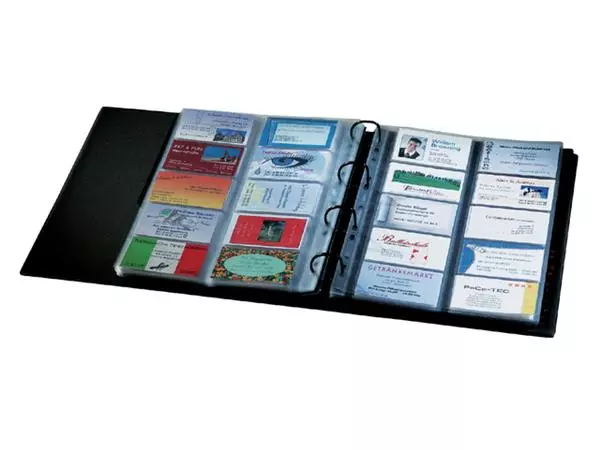 Visitekaartringband Sigel VZ301 voor 400 kaarten 90x58mm velvet zwart