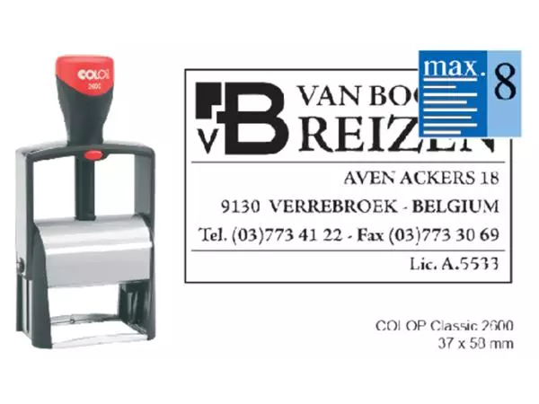 Een Tekststempel Colop 2600 personaliseerbaar 8regels 58x37mm koop je bij Van Leeuwen Boeken- en kantoorartikelen