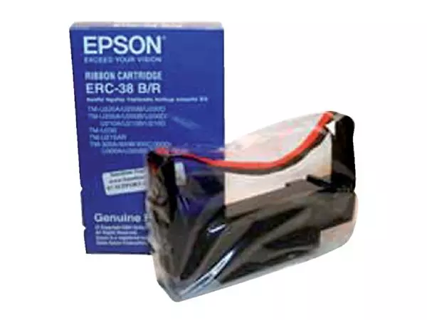 Een LINT EPSON S015245 VOOR ERC38 NYLON ZWART/ROOD koop je bij Kantoorvakhandel van der Heijde