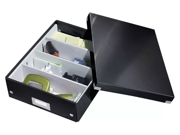 Een Opbergdoos Leitz Wow Click & Store organiser 280x100x370mm middel gerecycled karton zwart koop je bij NiceSupplies.nl