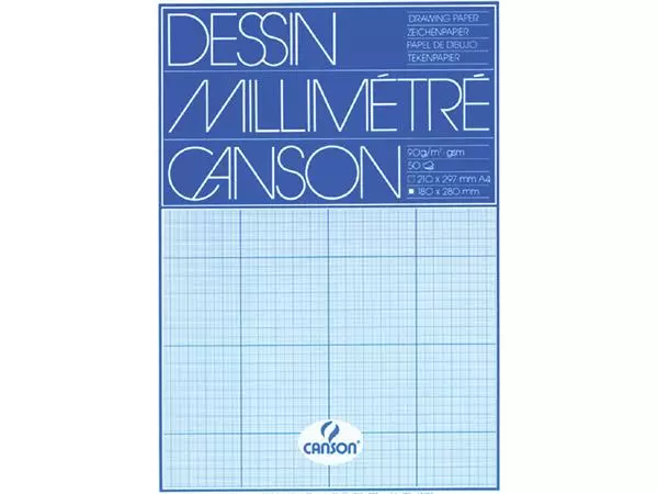 Een Millimeterblok Canson A4 blauw koop je bij Van Leeuwen Boeken- en kantoorartikelen