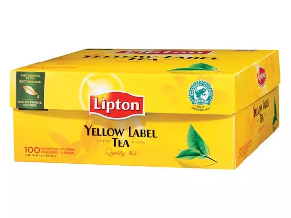 Een Thee Lipton yellow label zonder envelop 100x1.5gr koop je bij MV Kantoortechniek B.V.