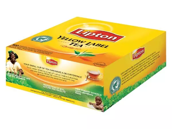 Een Thee Lipton yellow label zonder envelop 100x1.5gr koop je bij Buro De Peuter