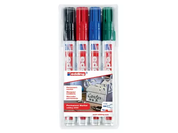 Een Viltstift edding 3300 schuin 1-5mm assorti blister à 4 stuks koop je bij Alles voor uw kantoor