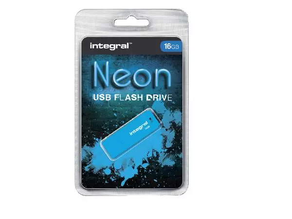 Een USB-STICK INTEGRAL FD 16GB NEON BLAUW koop je bij Kantoorvakhandel van der Heijde